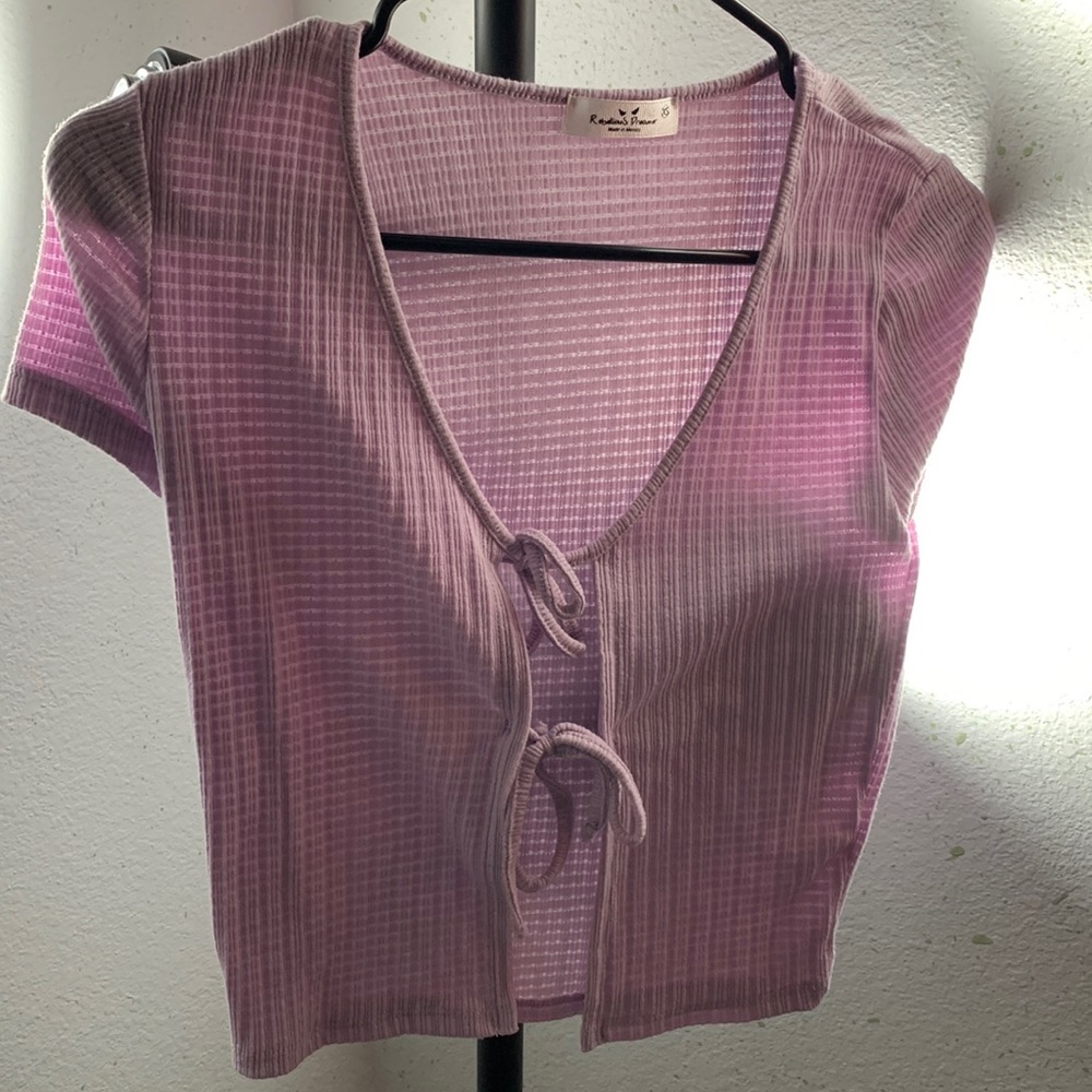 lilac double tie crop top